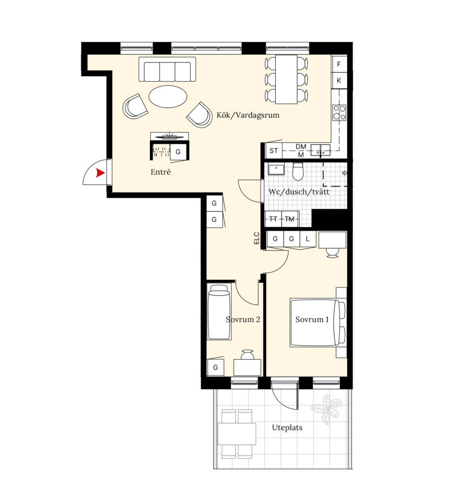 Välplanerad bostadsrätt om tre rum och kök i kommande Brf Björlanda Ängar.