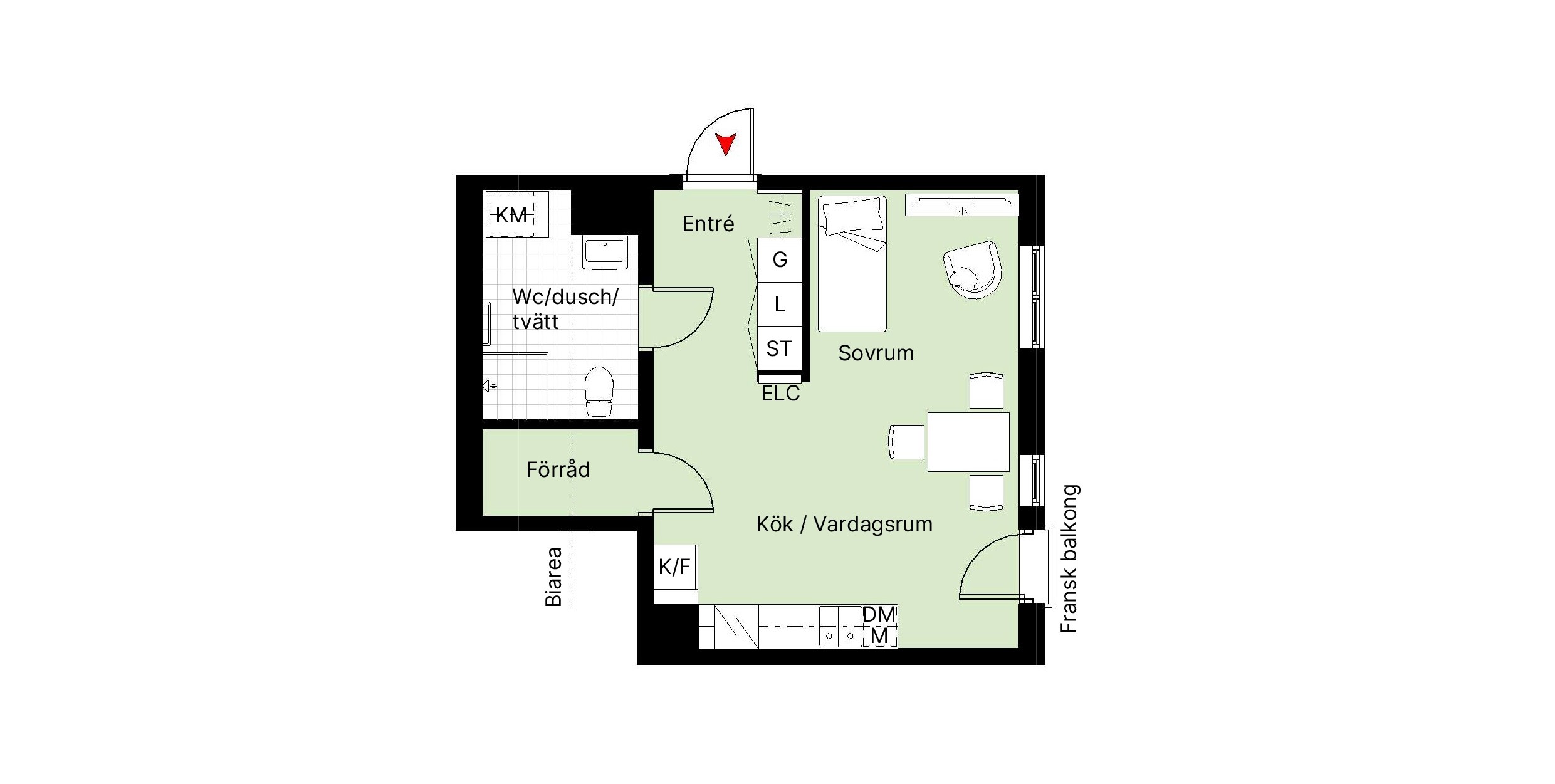 Planritning F1-1101, F1-1201