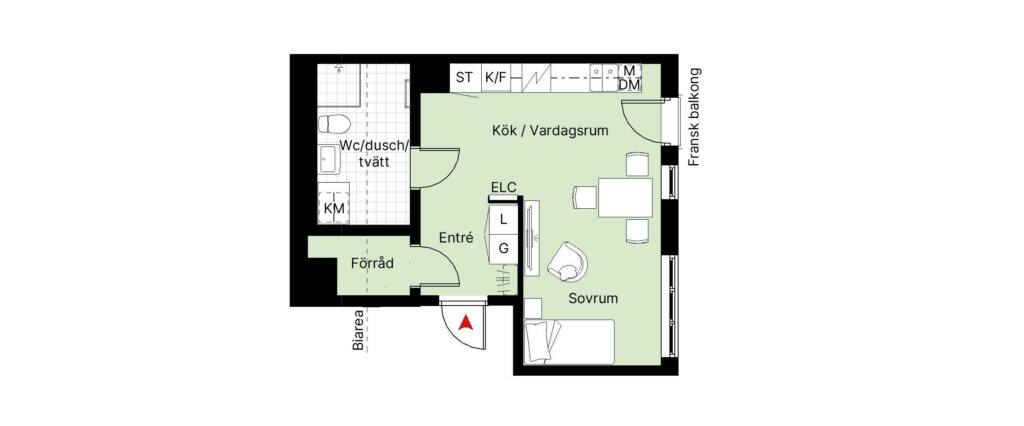 Planritning F1-1102, F1-1202, F1-1101, F1-1201