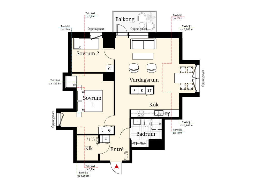 Vindstrea om 79 kvadratmeter i Brf Kvisljungeby Ängar, Skra Bro.